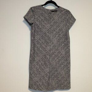 Zara Basic Collection Structured Knit Dress Size S Black Chevron